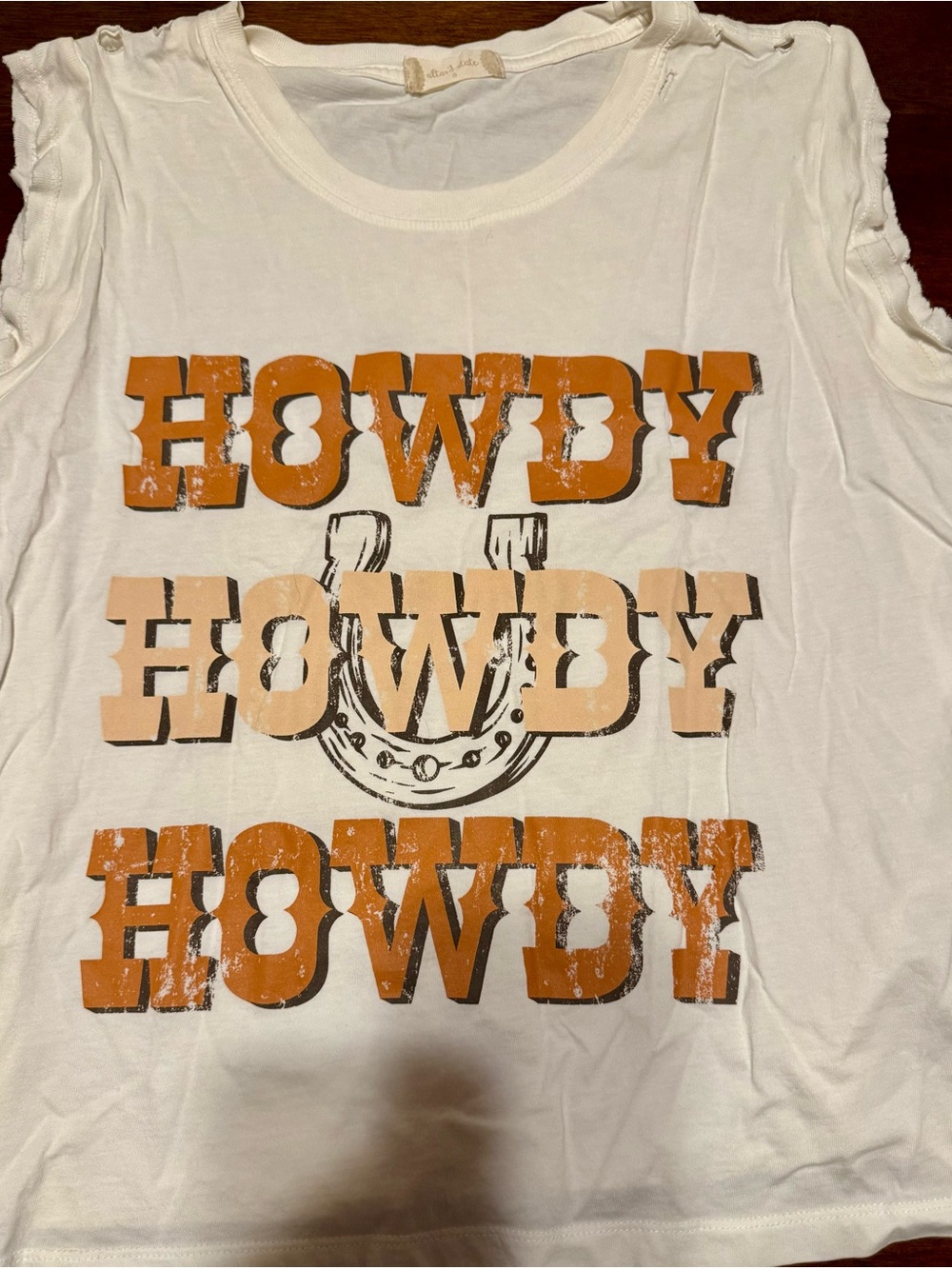 Altar'd state Howdy Graphic Cotton Top - White with Orange and Peach Print